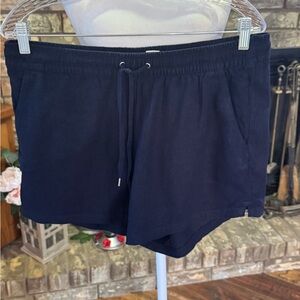H&M Navy Linen Drawstring Shorts with Pockets